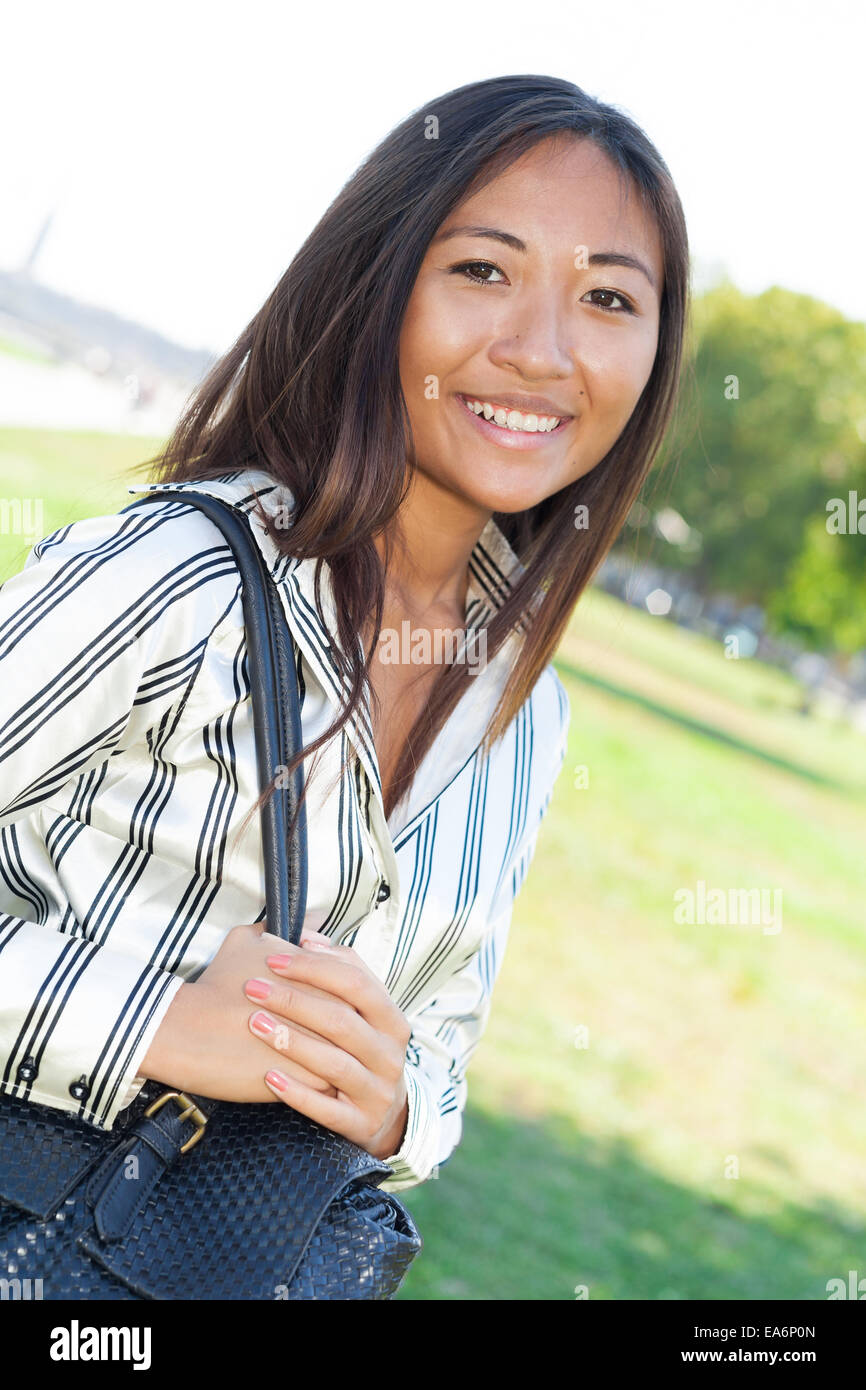 Excited Young Millennial Modern Hipster Style Girl Walking Smiling