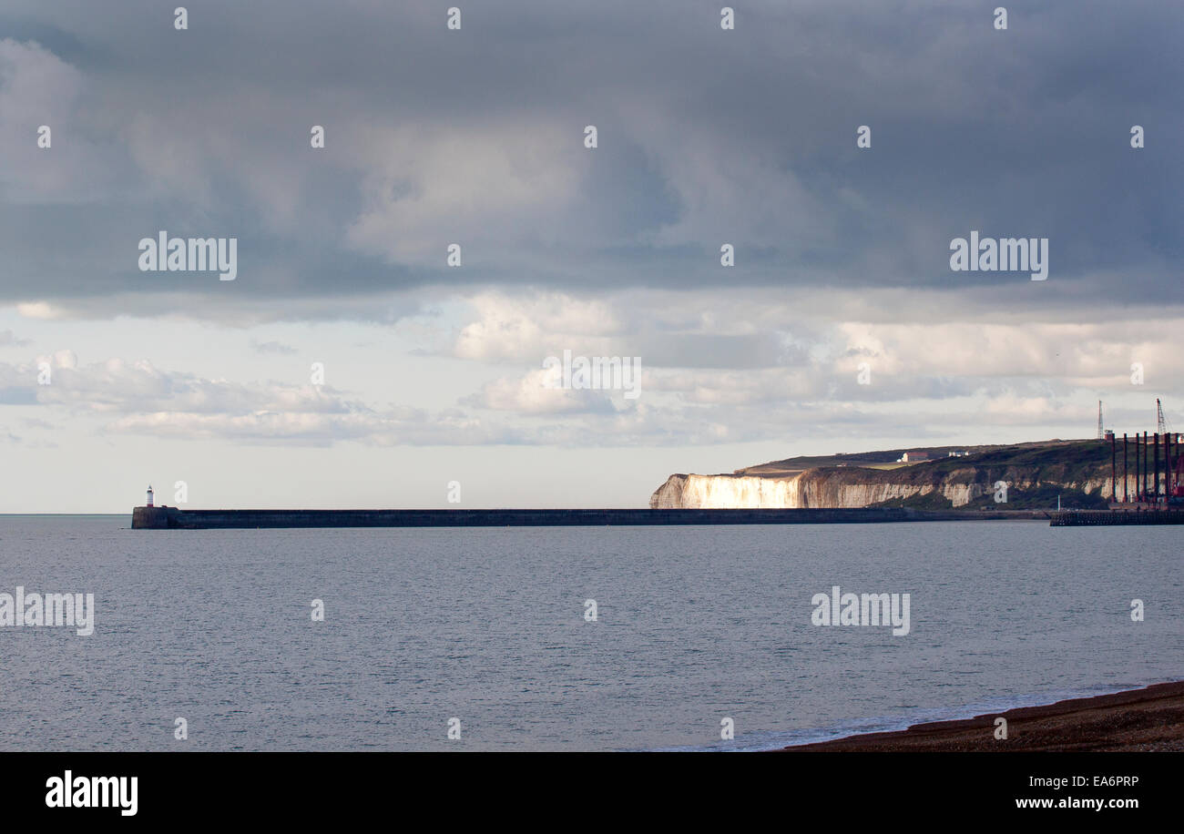 The harbour seawall at Newhaven,  East Sussex Stock Photo