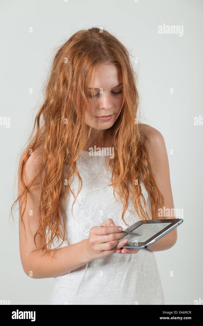 Girl with e-book Stock Photo