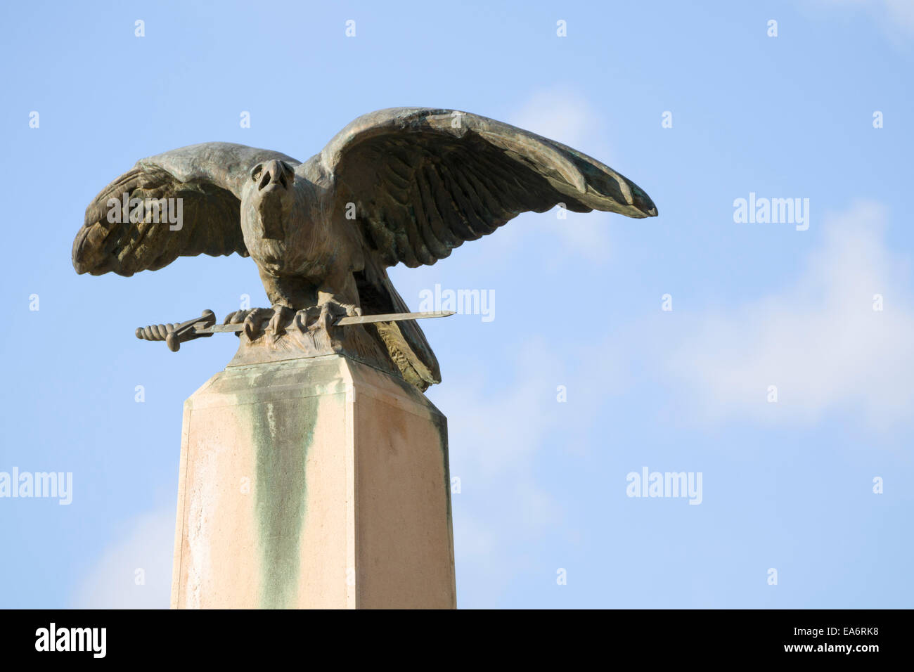 Statue of Hungarian Turul Bird with Sword Stock Photo - Alamy