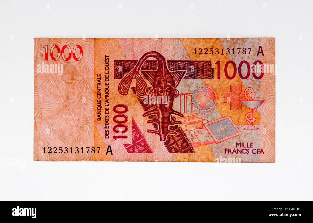 Ivory Coast 1000 One Franc Bank Cote d'Ivoire Stock Photo -