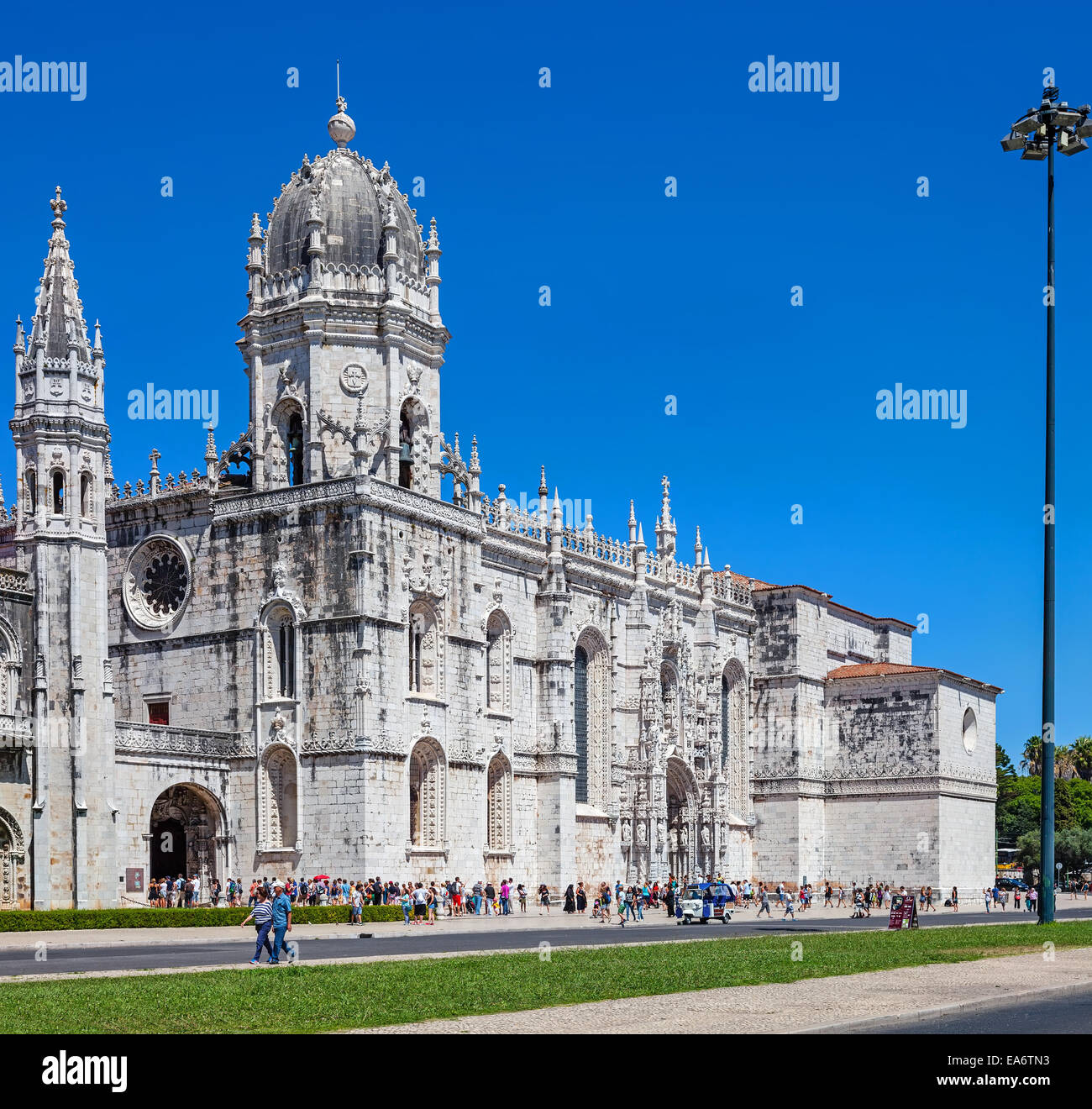 Jerónimos monastery in Lisbon, Portugal. Classified as UNESCO World Heritage it stands as the best example of the Manueline art. Stock Photo