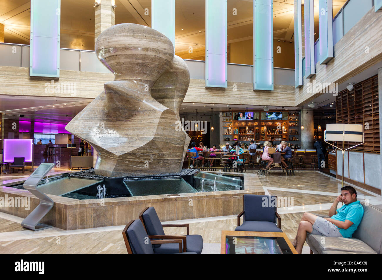 Miami Florida,Intercontinental,hotel,lobby,The Spindle,sculptor Henry Moore,travertine marble,sculpture,art,FL140808021 Stock Photo