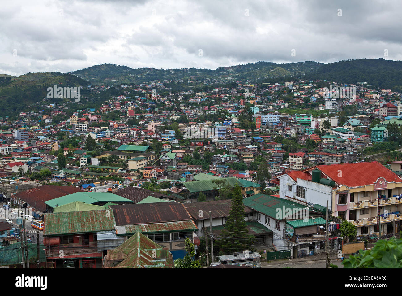Baguio City, Luzon Island, Philippines. View of overcrowded housing