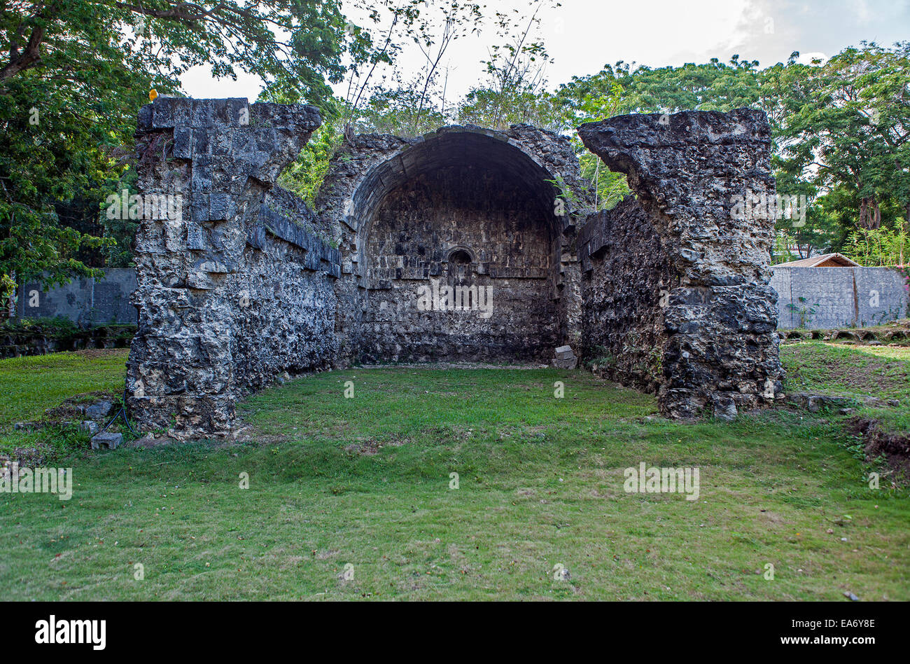 The chapel at the Ermita Ruins in the town of Dimiao, Bohol Island, Philippines. Spanish origin several hundred years old. Stock Photo