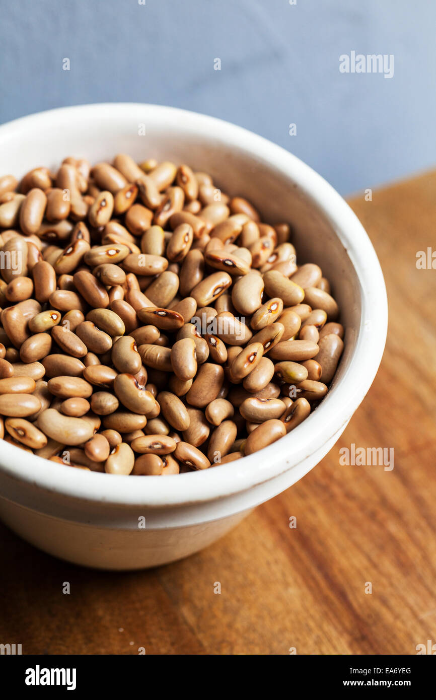 Dried heirloom Six Weeks beans; Toronto, Ontario, Canada Stock Photo