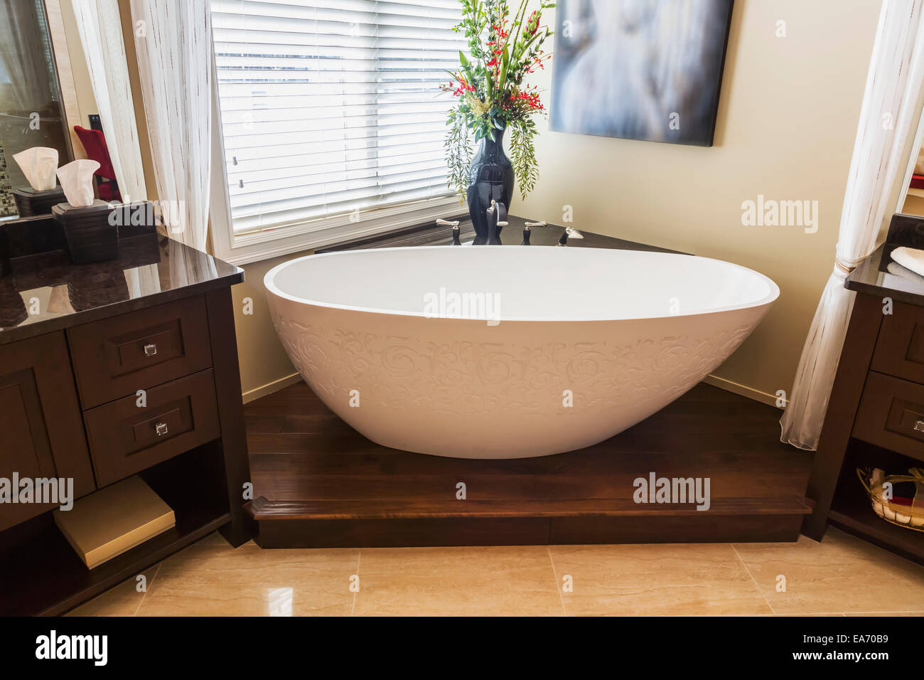 Bathroom in luxurious custom built estate home; Edmonton, Alberta, Canada Stock Photo Alamy