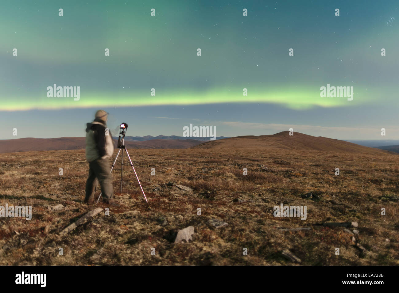 Photographer,Aurora Borealis,Northern Lights Stock Photo