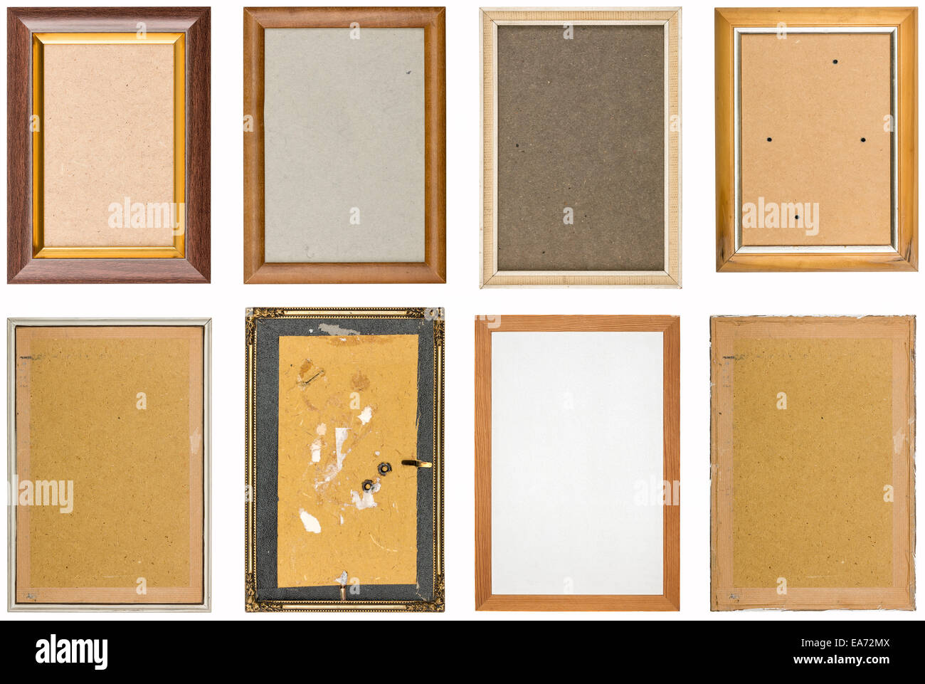 collection of old used picture frames with different backgrounds