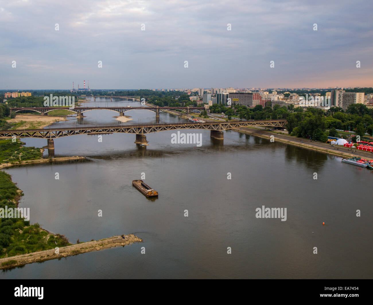 Swietokrzyski Bridge over Wisla river in Warsaw capital of Poland Stock Photo