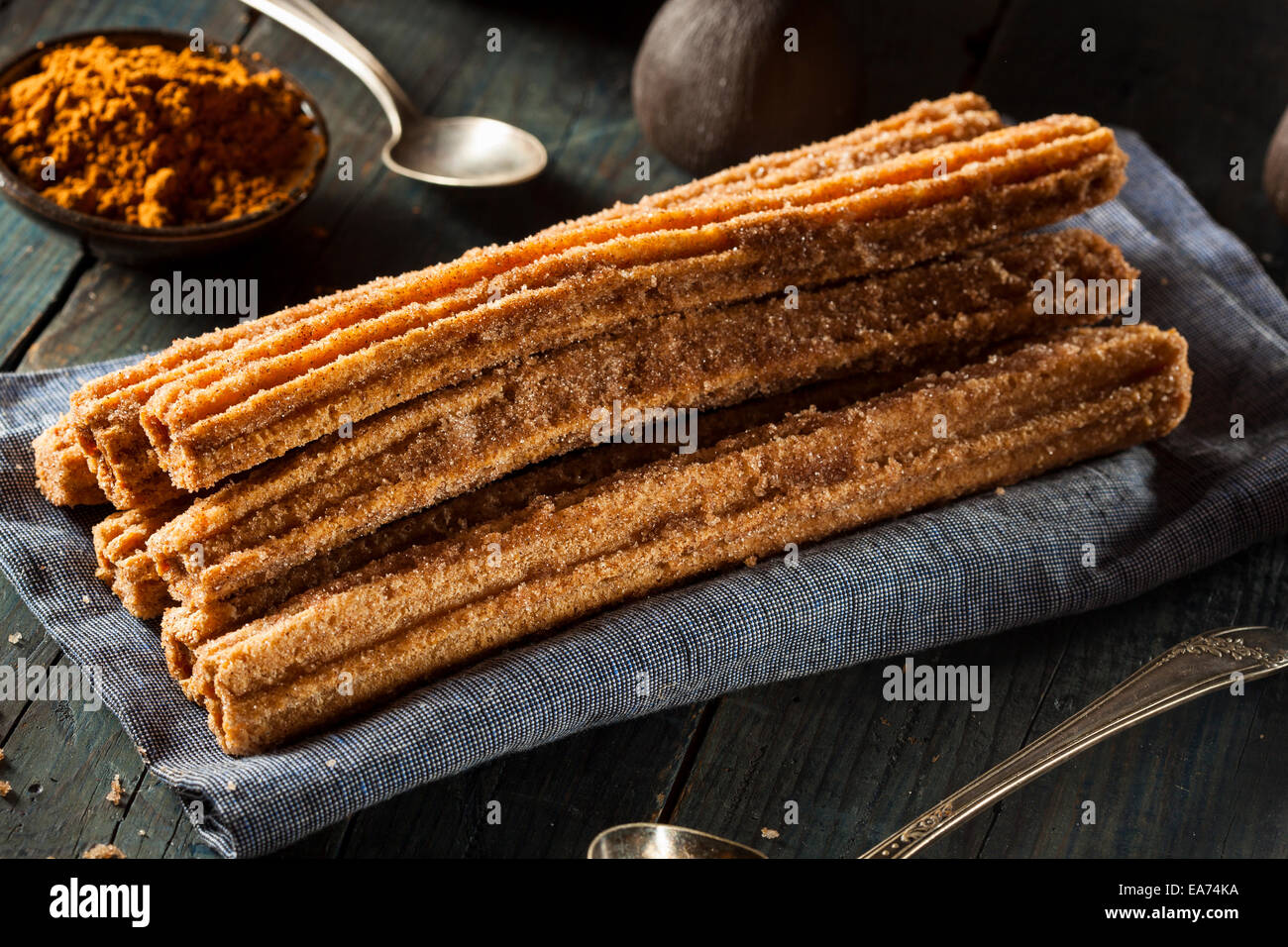 Homemade Deep Fried Churros with Cinnamon and Sugar Stock Photo Alamy