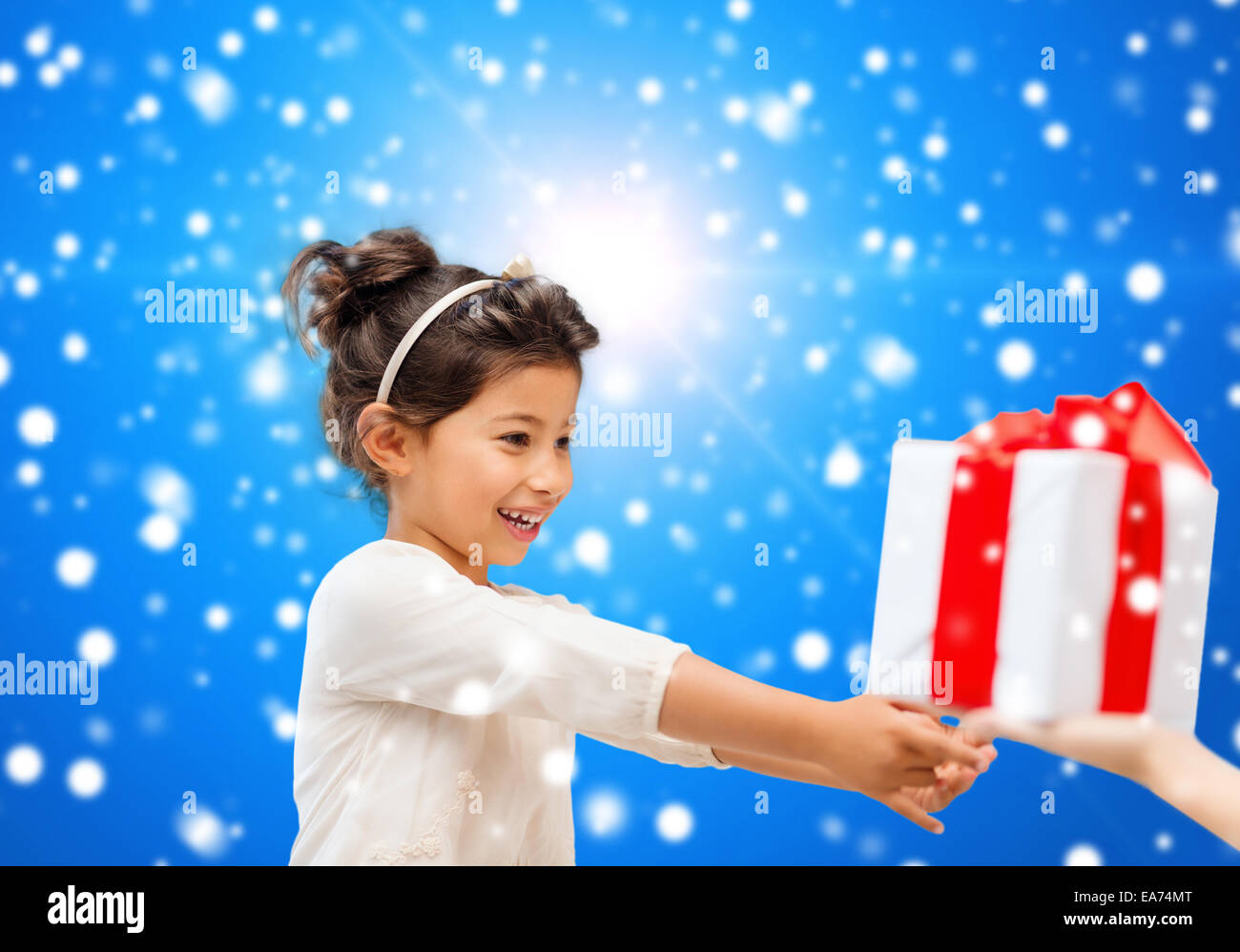 smiling little girl with gift box Stock Photo - Alamy