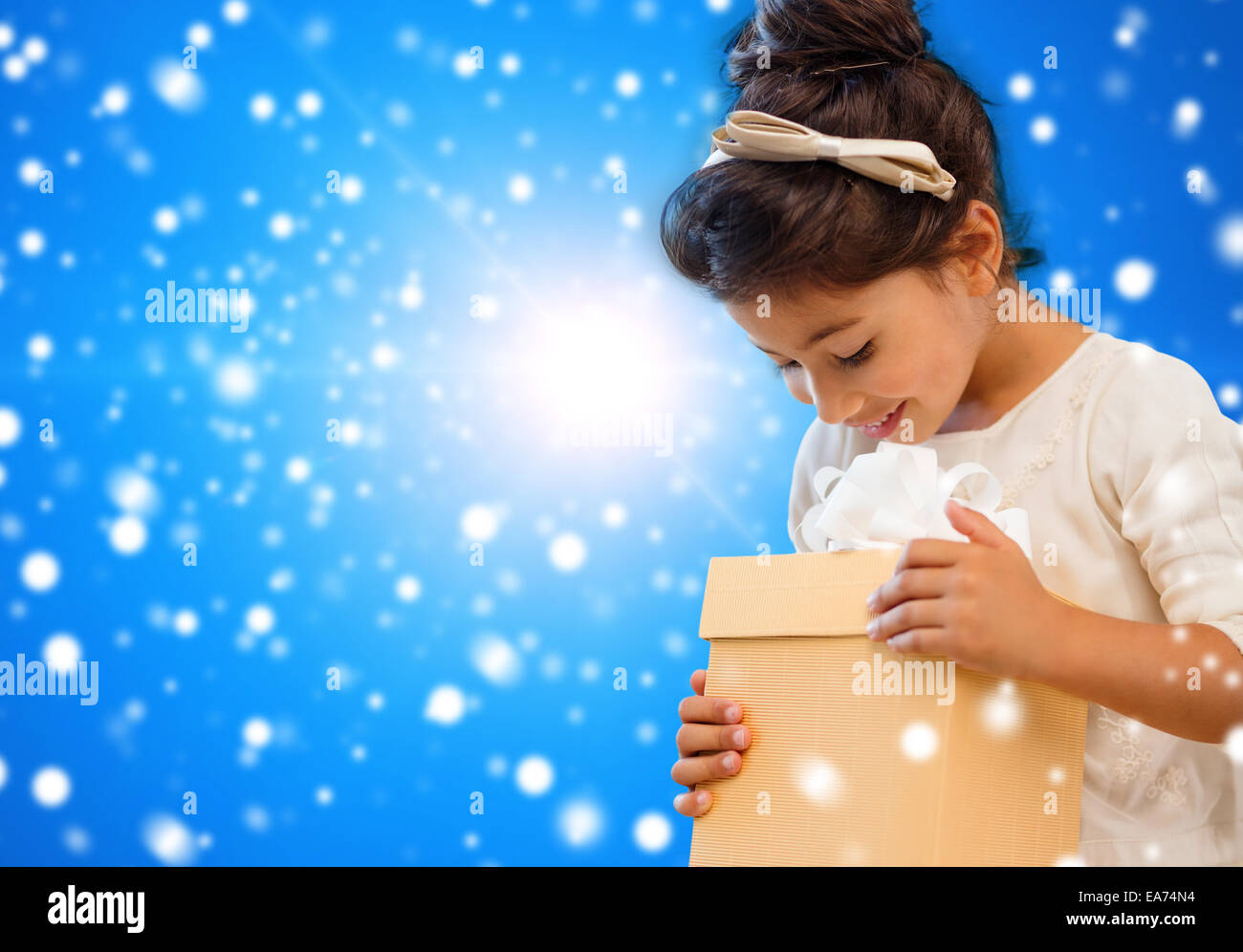 smiling little girl with gift box Stock Photo - Alamy