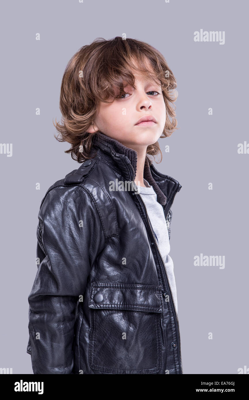 boy with leather jacket