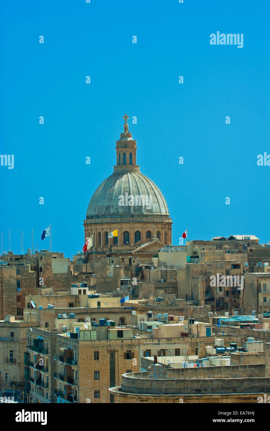 Malta Valletta Impressive Dome Of The Carmelite Church Of Our Lady Of