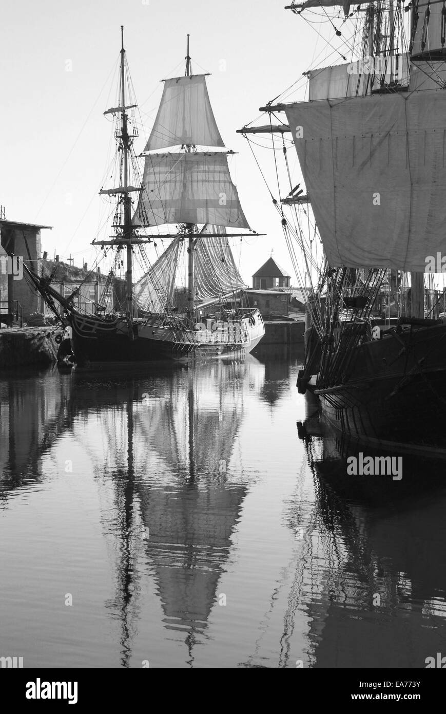Tall ship sail Black and White Stock Photos & Images - Alamy