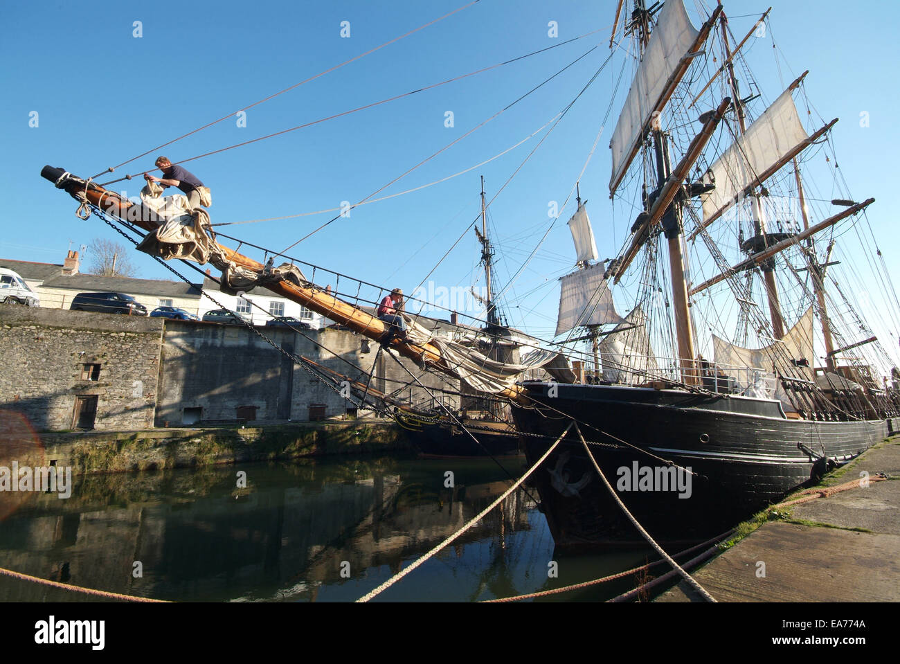 Tall ship in charlestown harbour hi-res stock photography and 