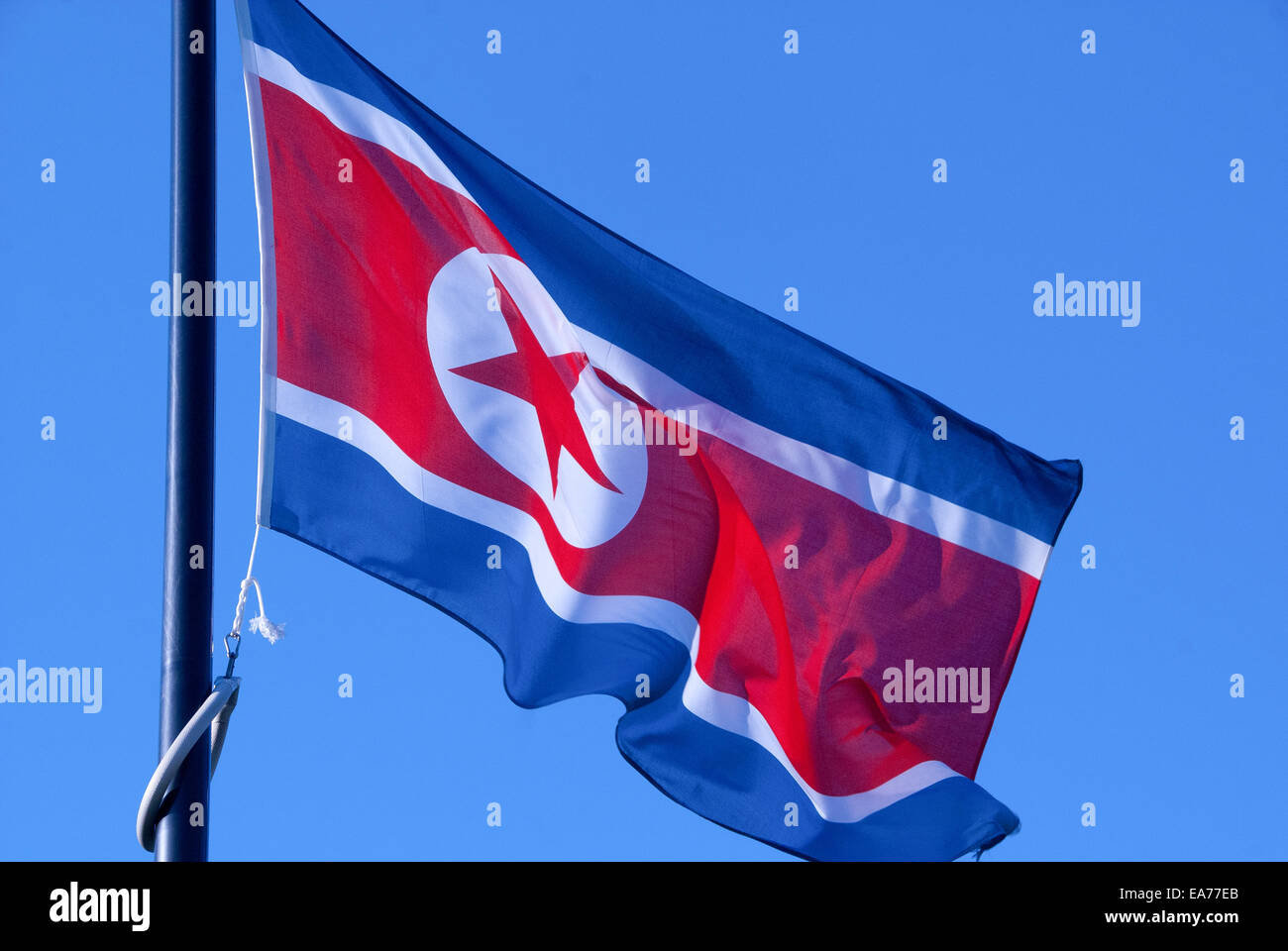 north korea flag Stock Photo