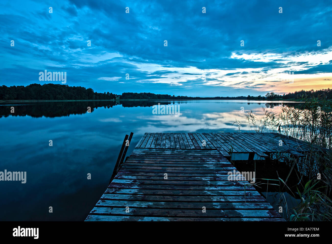 Lake Gieret at dusk, sunset, Poland Stock Photo