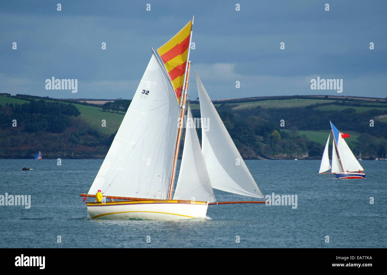 Falmouth Oyster Festival working boat race sailing Stock Photo Alamy