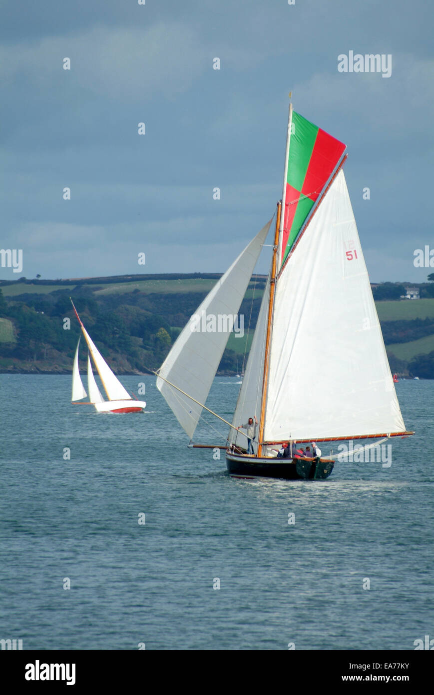 Falmouth Oyster Festival working boat race sailing Stock Photo Alamy