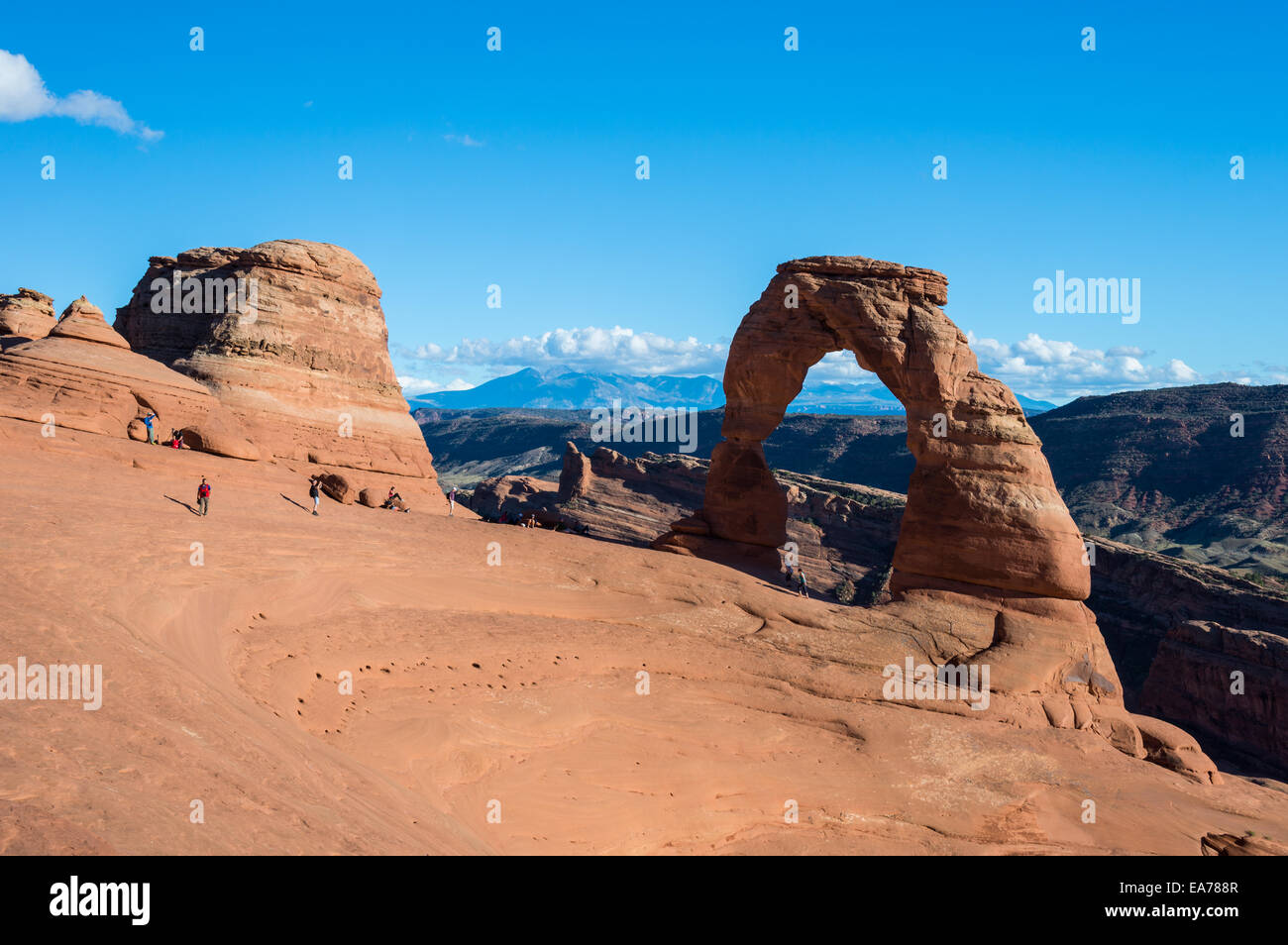 The Delicate Arch, a signature attraction of the Arches National Park, Utah, USA. Stock Photo
