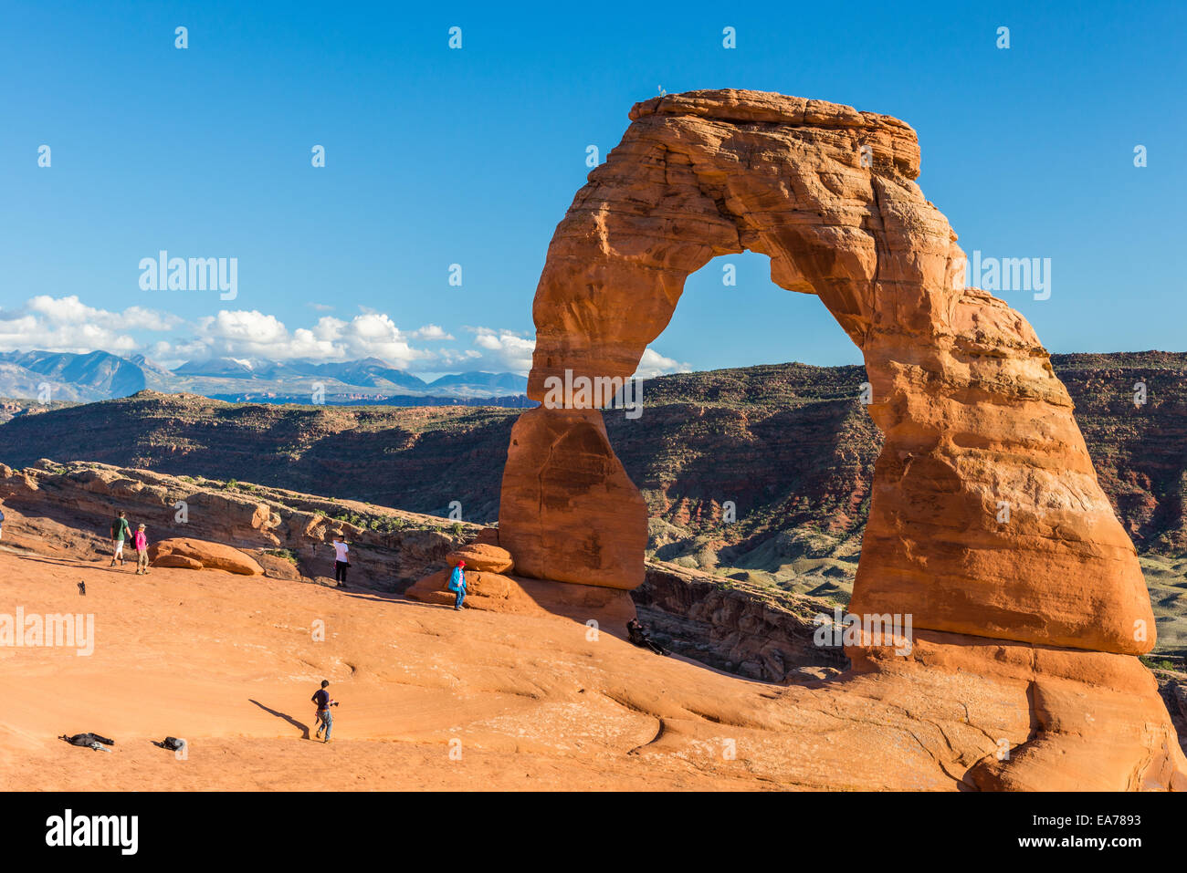 The Delicate Arch, a signature attraction of the Arches National Park, Utah, USA. Stock Photo