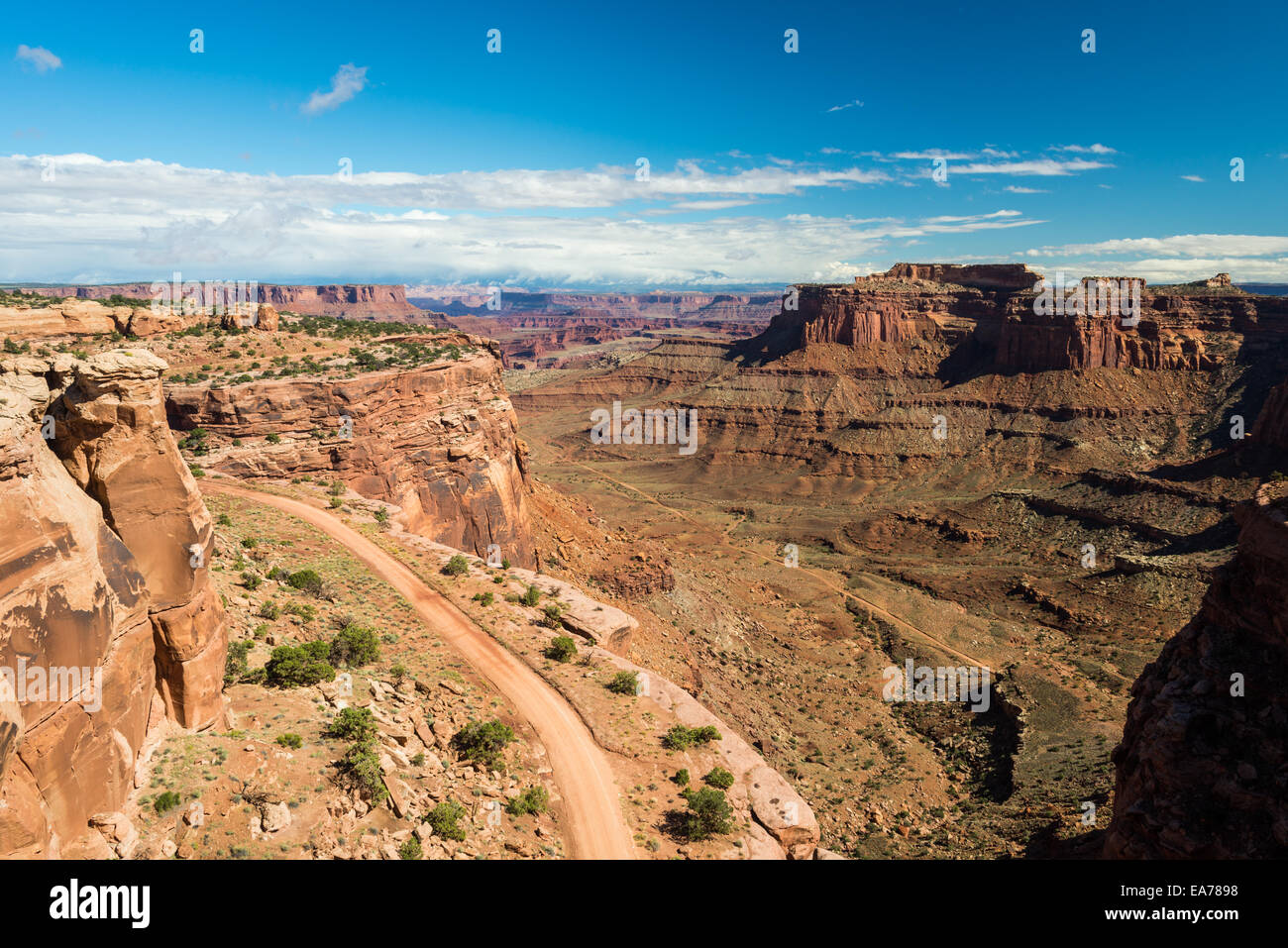 Shafer Trail Road, an unpaved dirt road along cliff side of the Shafer