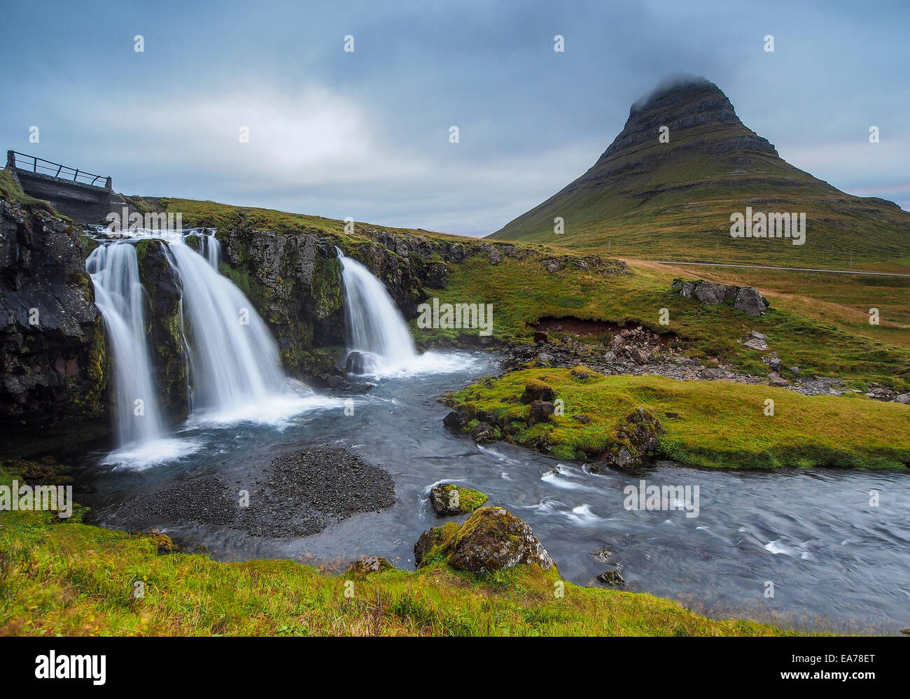 Kirkjufellsfoss Waterfall And Kirkjufell Mountain Iceland Stock Photo 