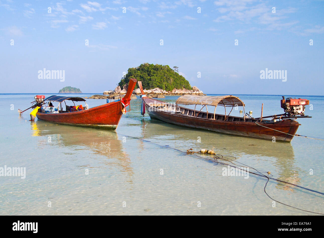 Traditional Thai longtail boat at the beach Stock Photo