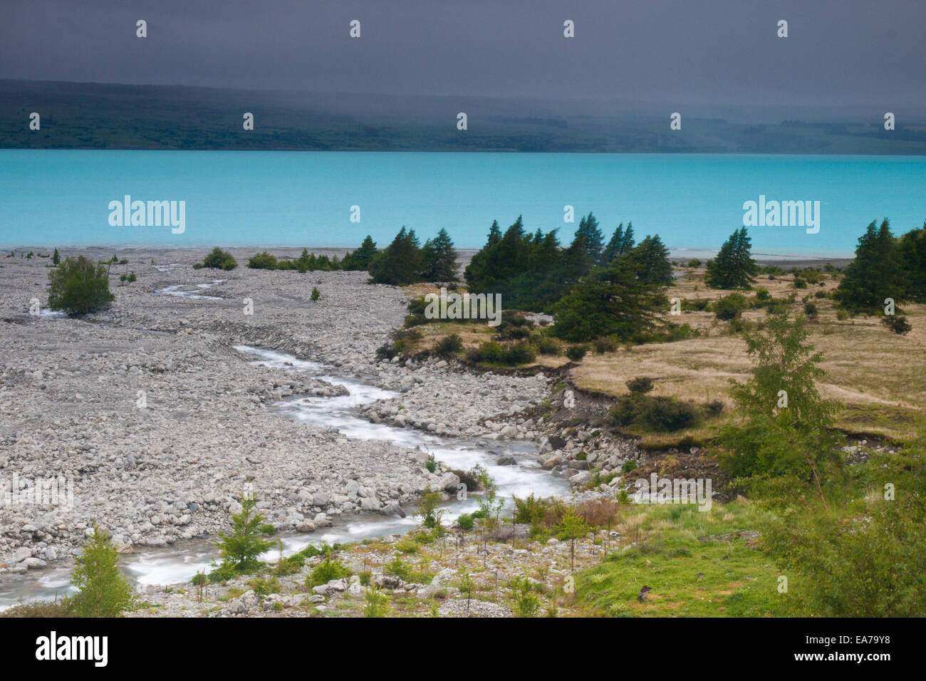Lake Tekapo landscape in Canterbury region of New Zealand - Spouth Island Stock Photo