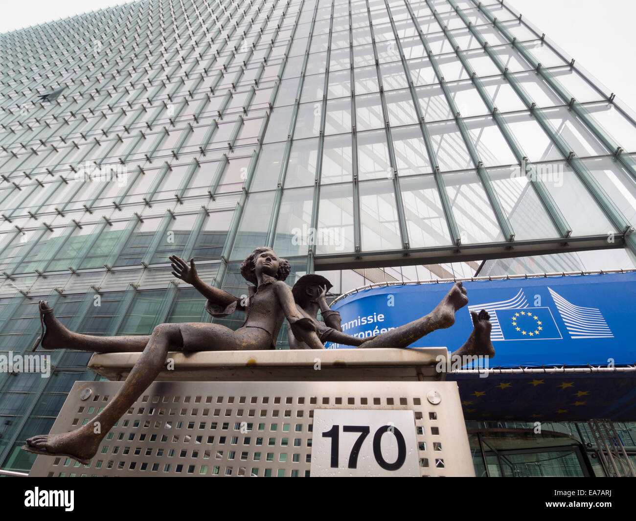 Statues outside the European commission building in Brussels, Belgium