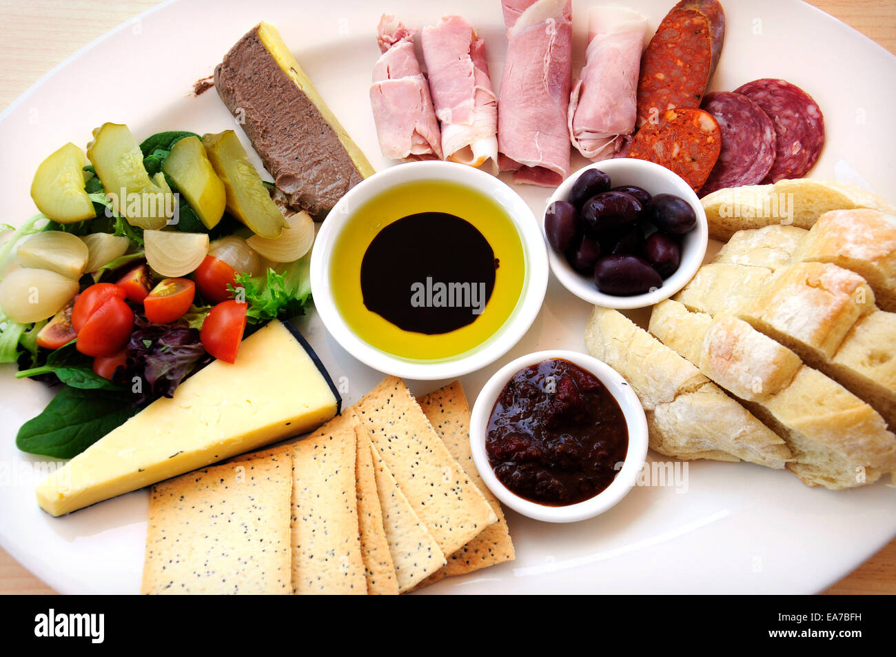 Ploughmans Lunch antipasto style platter Stock Photo Alamy