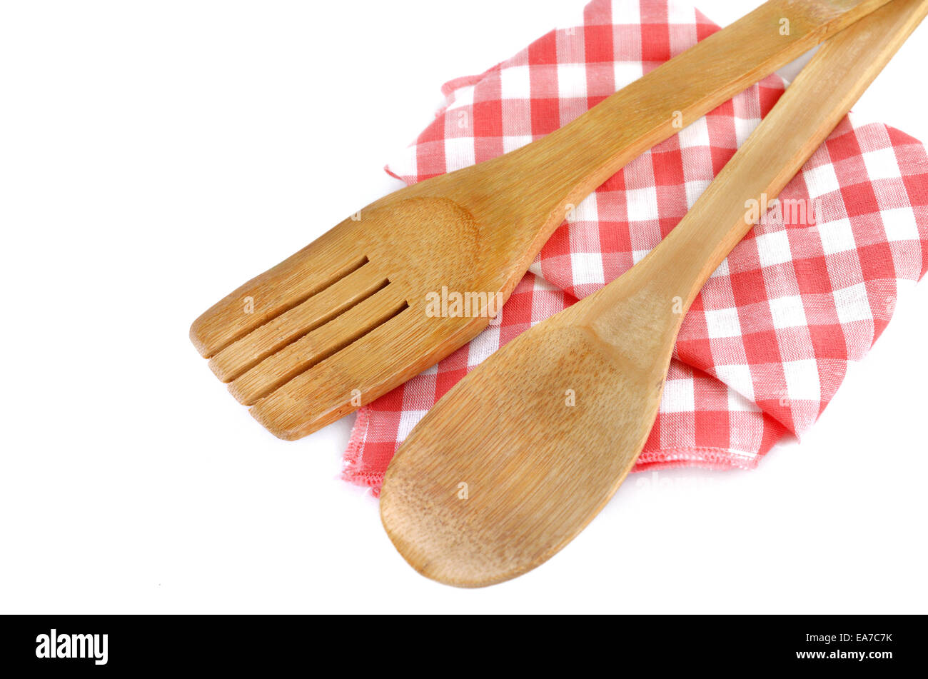 Wooden cooking utensils isolated on white background Stock Photo - Alamy