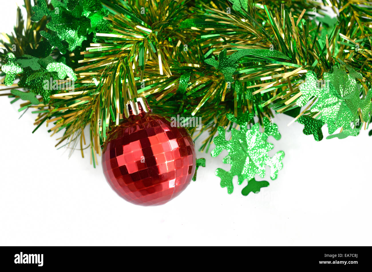 Red ball Christmas decorations isolated on white Stock Photo Alamy