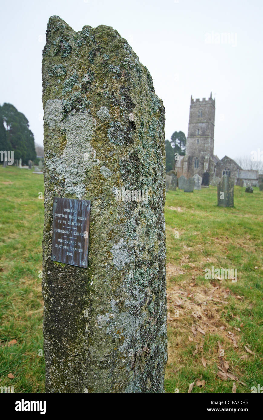Church of Saint Sampson and Inscribed stone in South Hill a very quiet & small rural parish 4 miles north west of Callington in Stock Photo