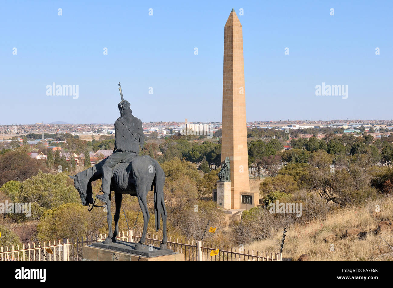 The Women's Memorial and horse rider statue in Bloemfontein, South