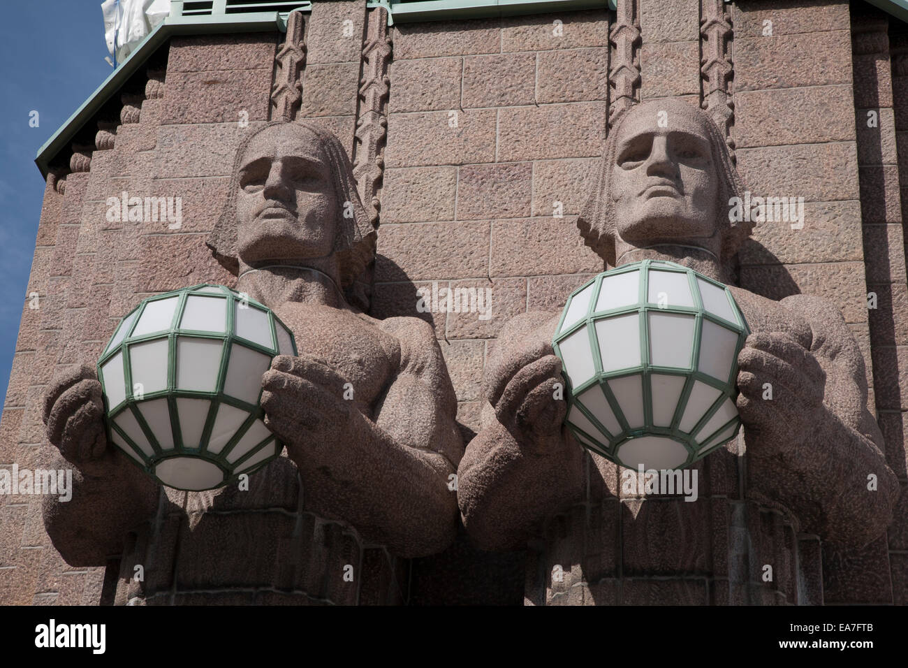 Sculptures on Facade outside Train Station in Helsinki, Finland Stock ...