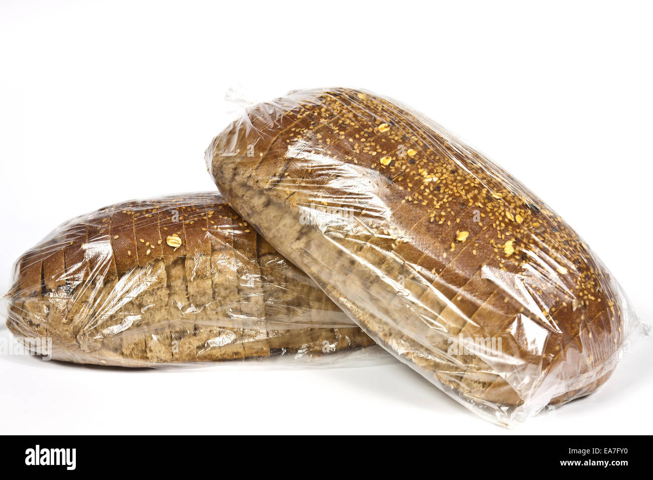 Packed in plastic bag hand-made rye bread diet Stock Photo