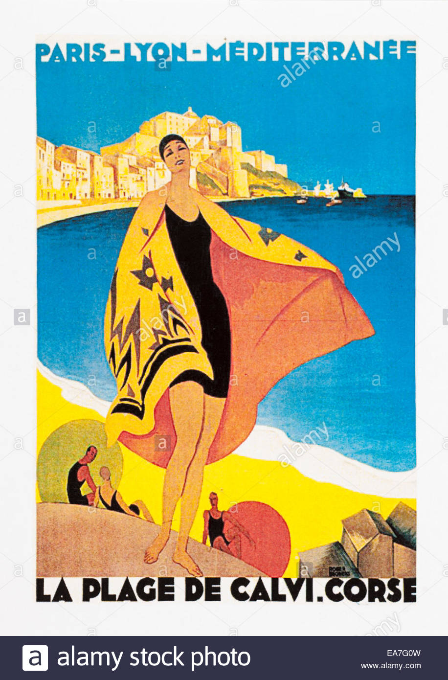 Vintage Travel Poster Advertising La Plage De Calvicorse