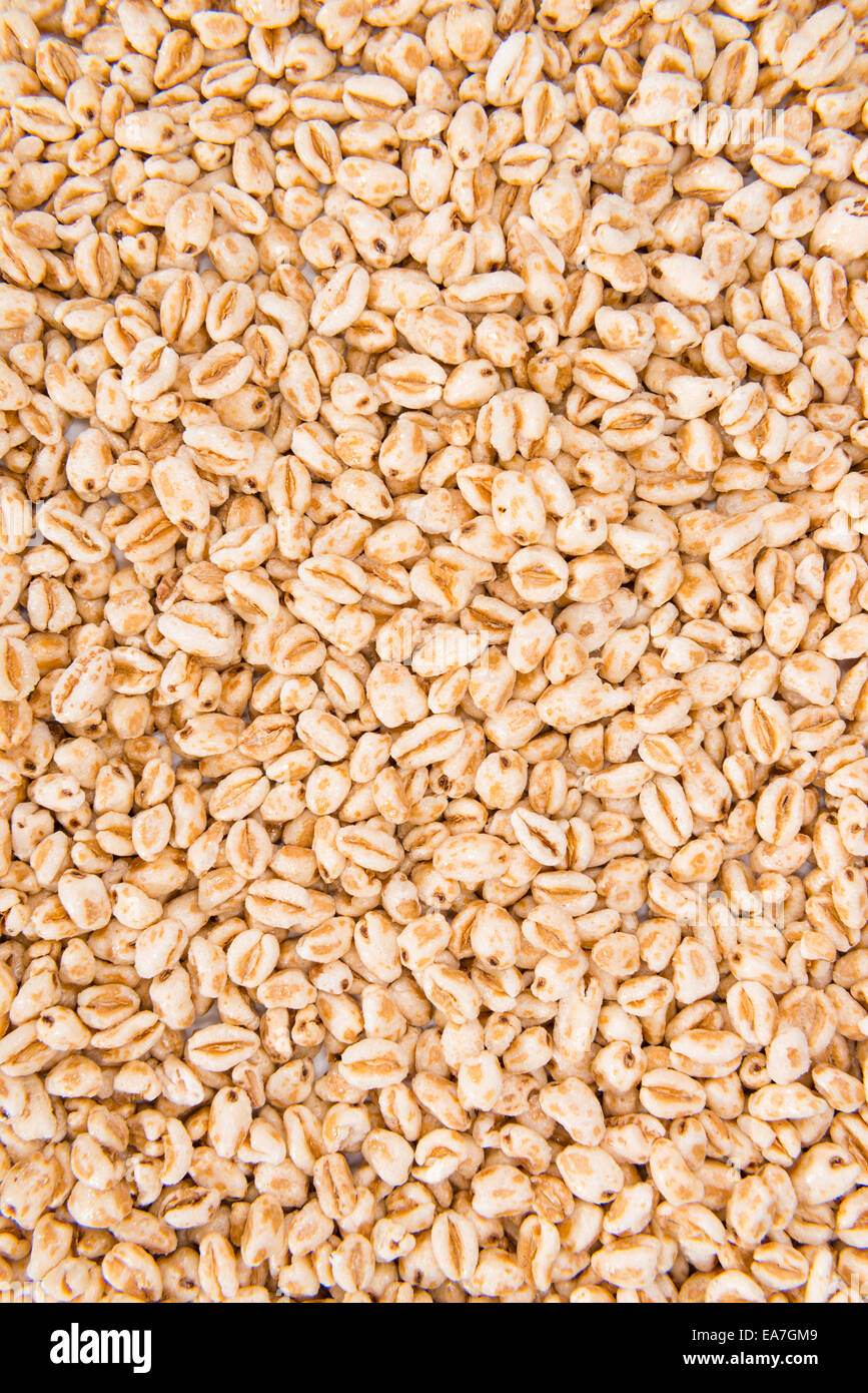 Portion of puffed wheat for use as background image or as texture Stock ...
