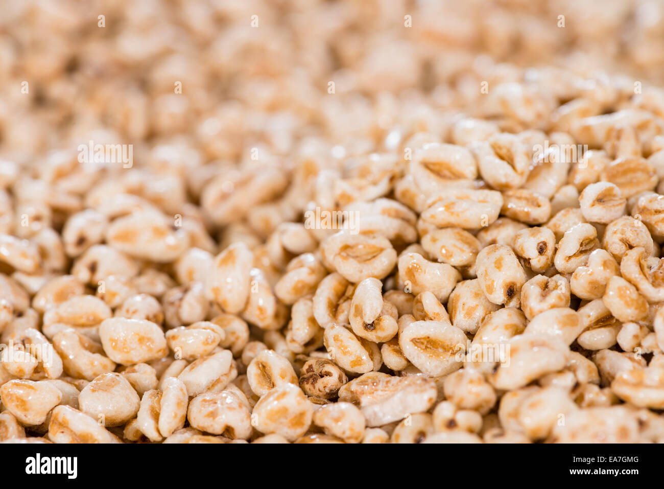 Portion of puffed wheat for use as background image or as texture Stock ...
