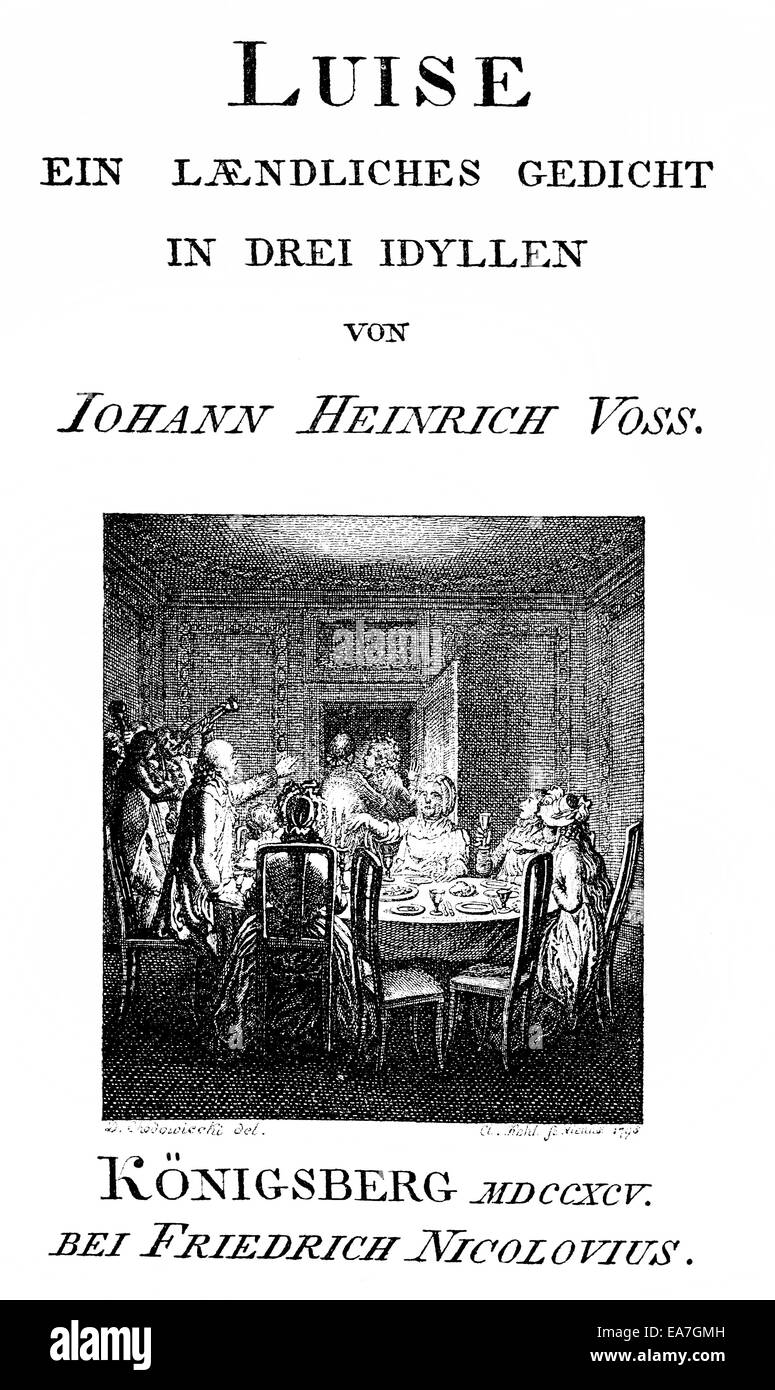 Historic print, 1795, title page of Luise by Johann Heinrich Voss, 1751 - 1826, a German poet and translator, Historische Druck, Stock Photo