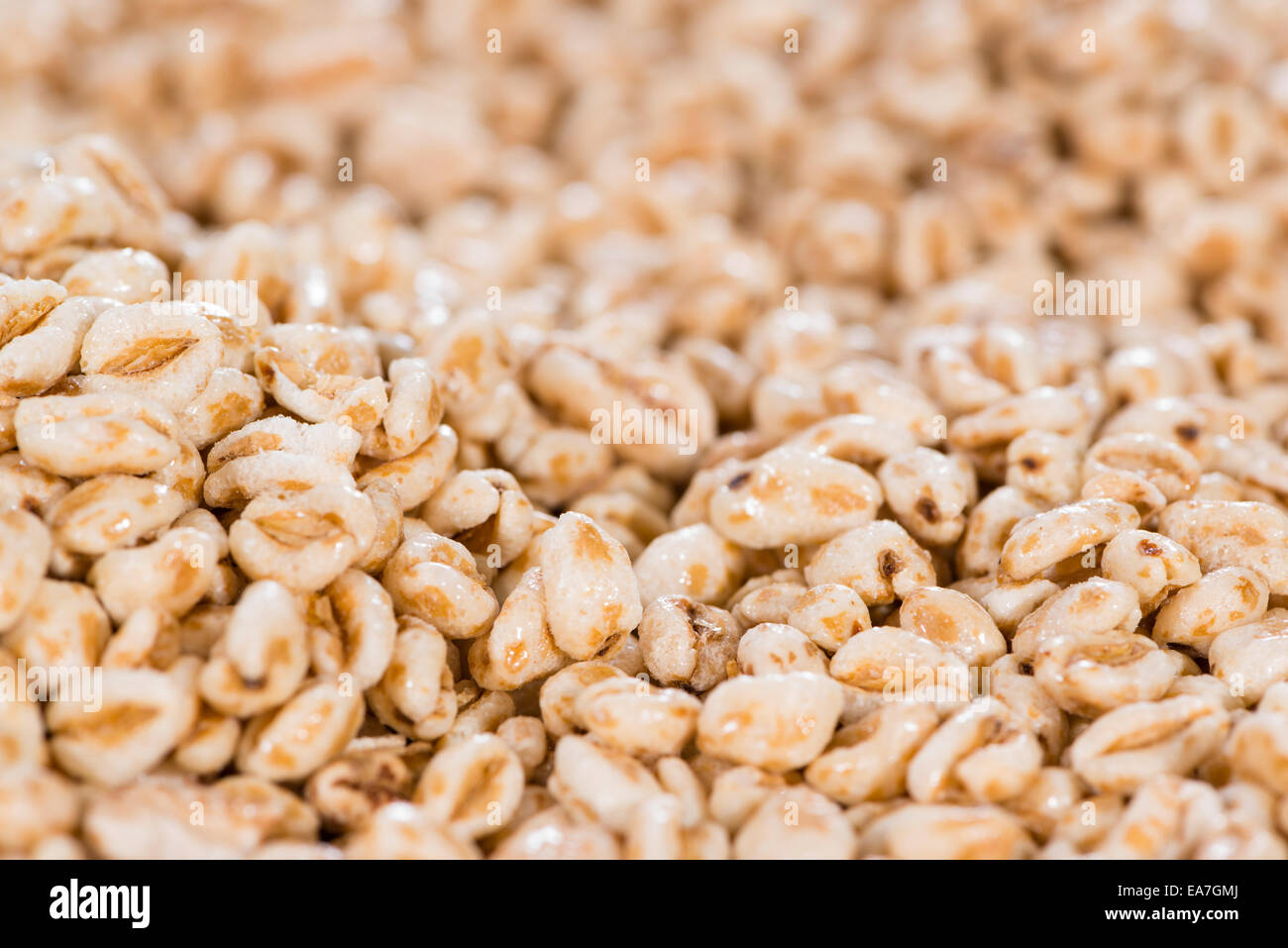 Portion of puffed wheat for use as background image or as texture Stock ...