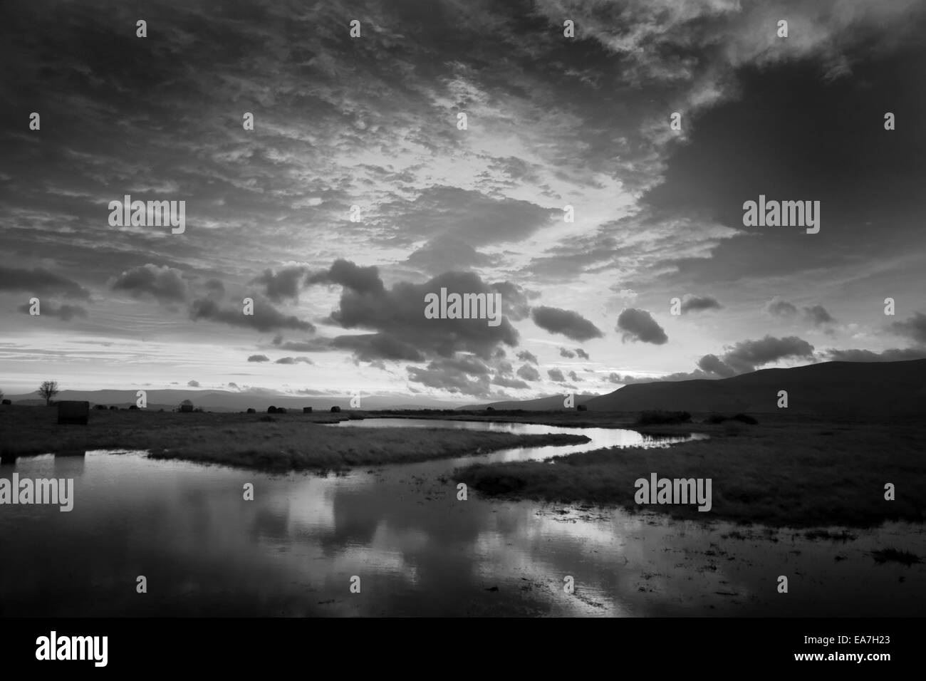Dawn landscape in the Brecon Beacons National Park, taken on the Mynydd Illtud common Stock Photo