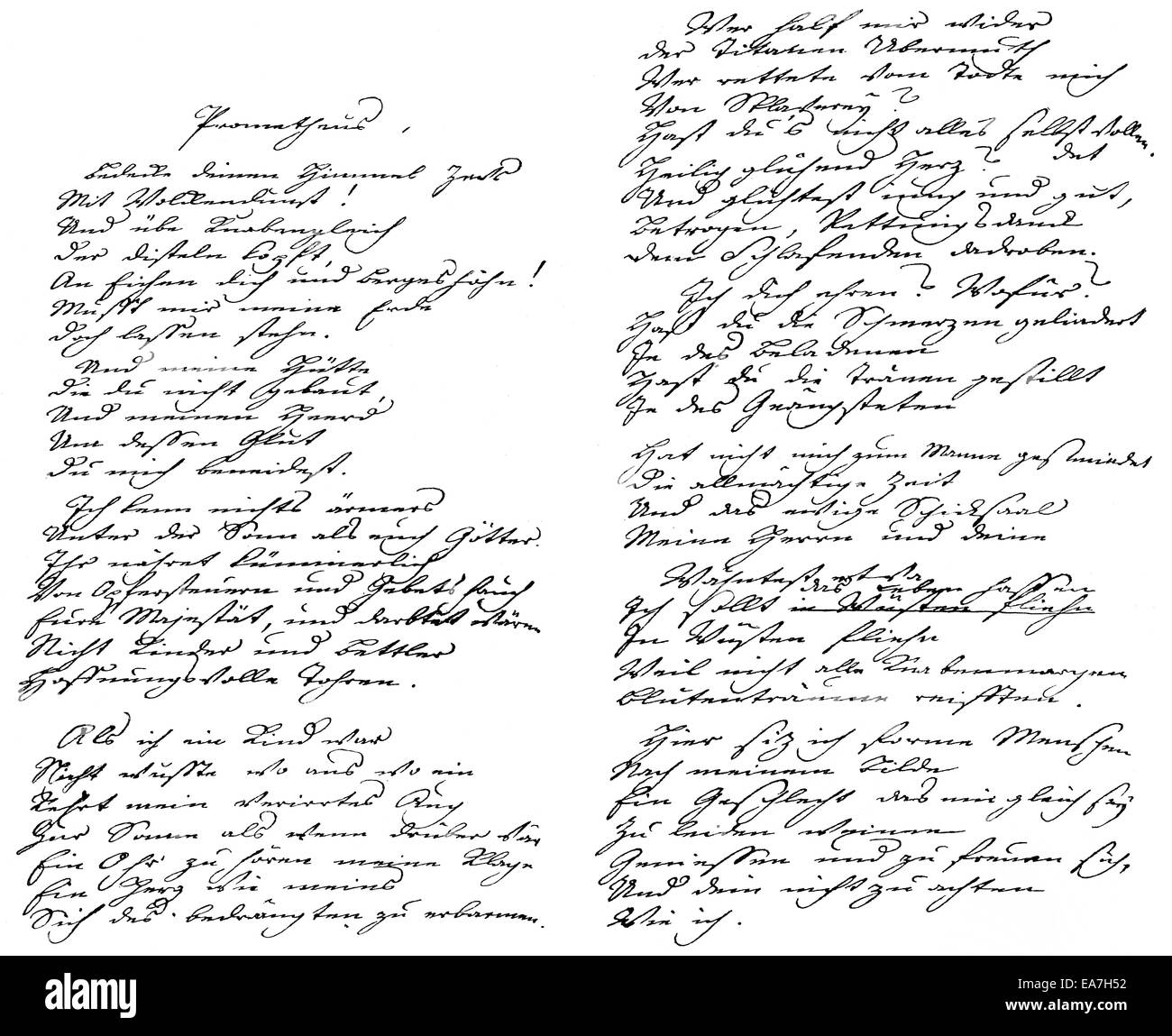 historic manuscript, 1773, "Prometheus" by Johann Wolfgang von Goethe, Historische Handschrift