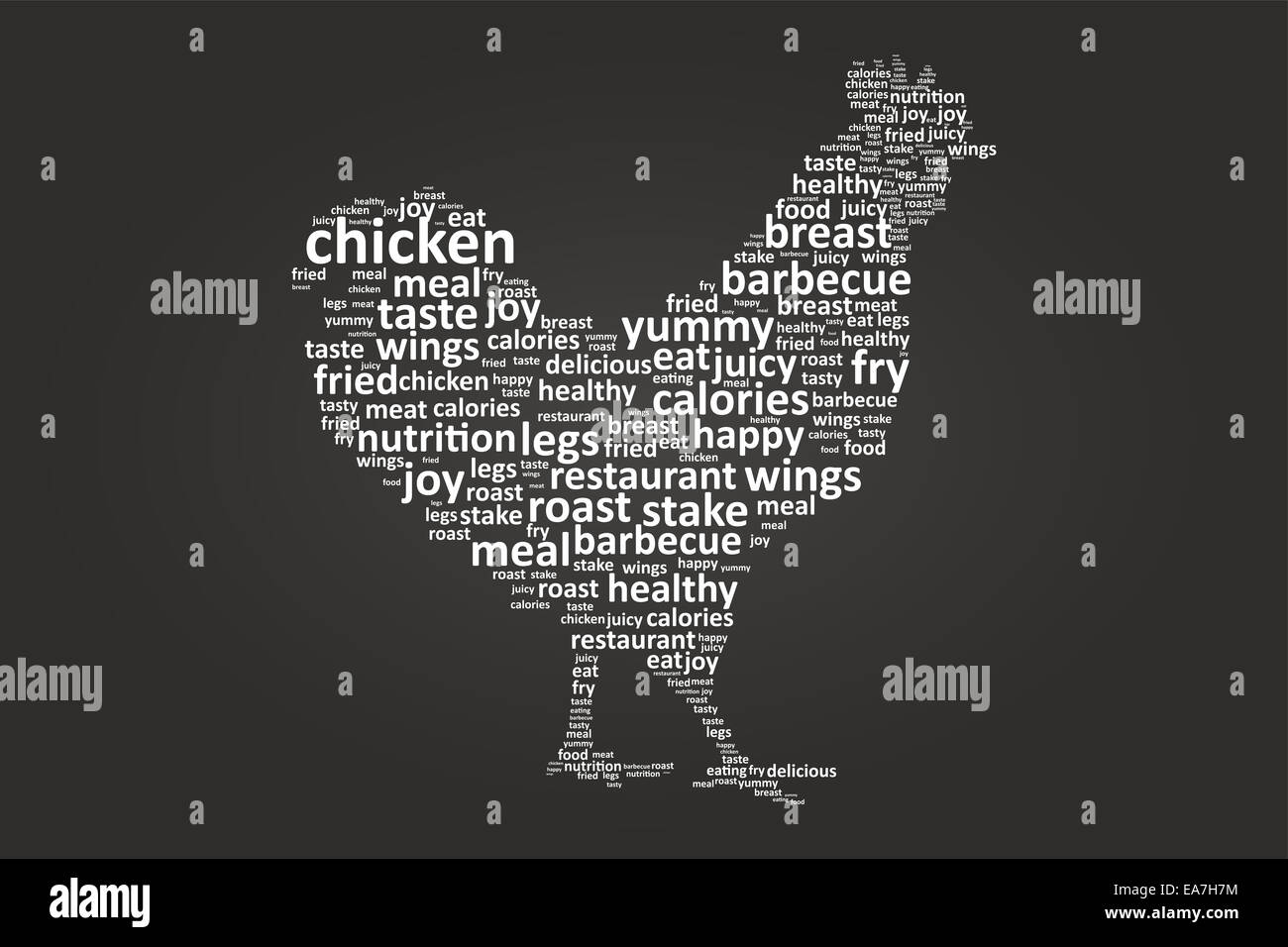 Chicken Shape Food Word Cloud On Blackboard Stock Photo Alamy