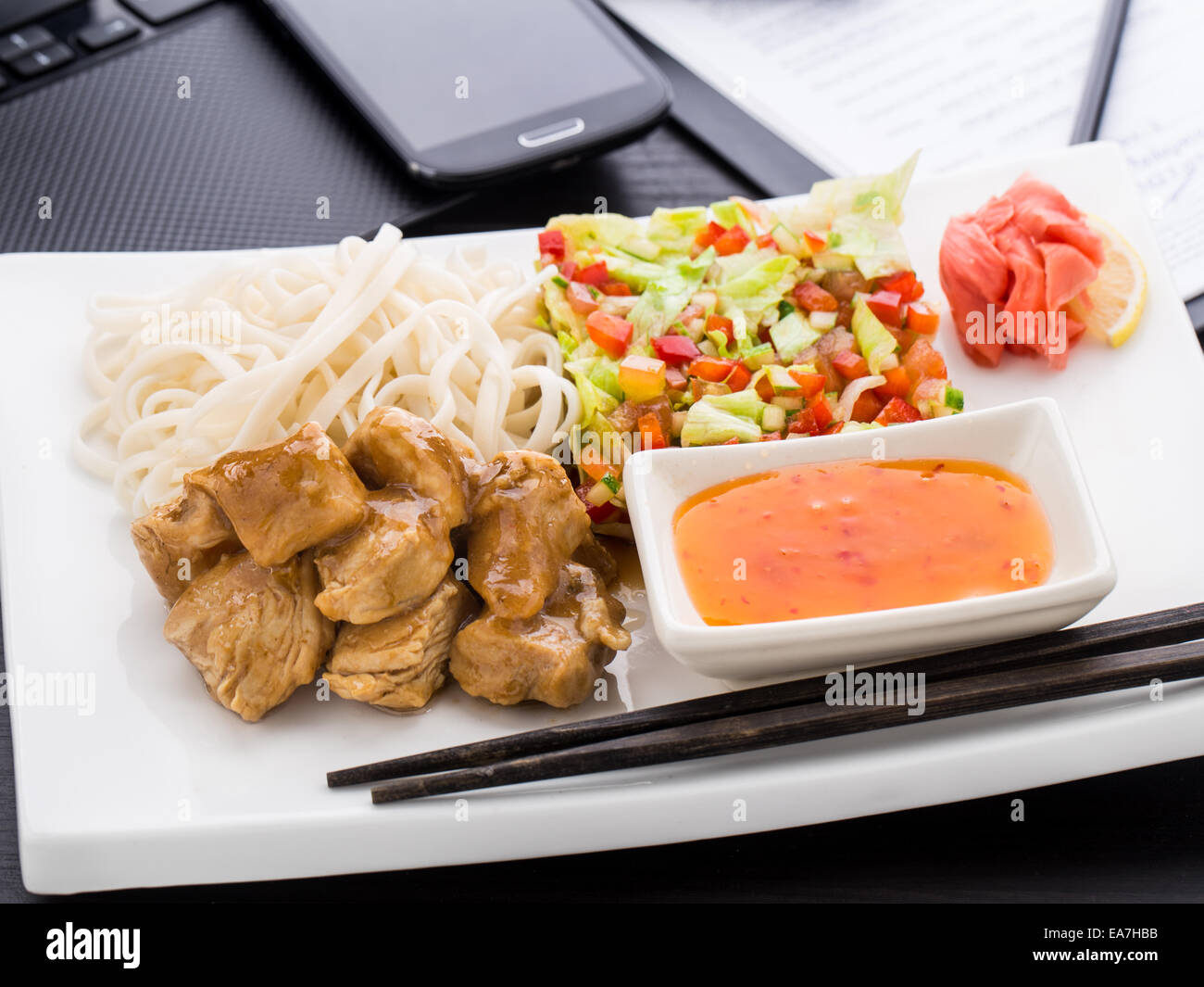 Quick asian style lunch in office Stock Photo - Alamy