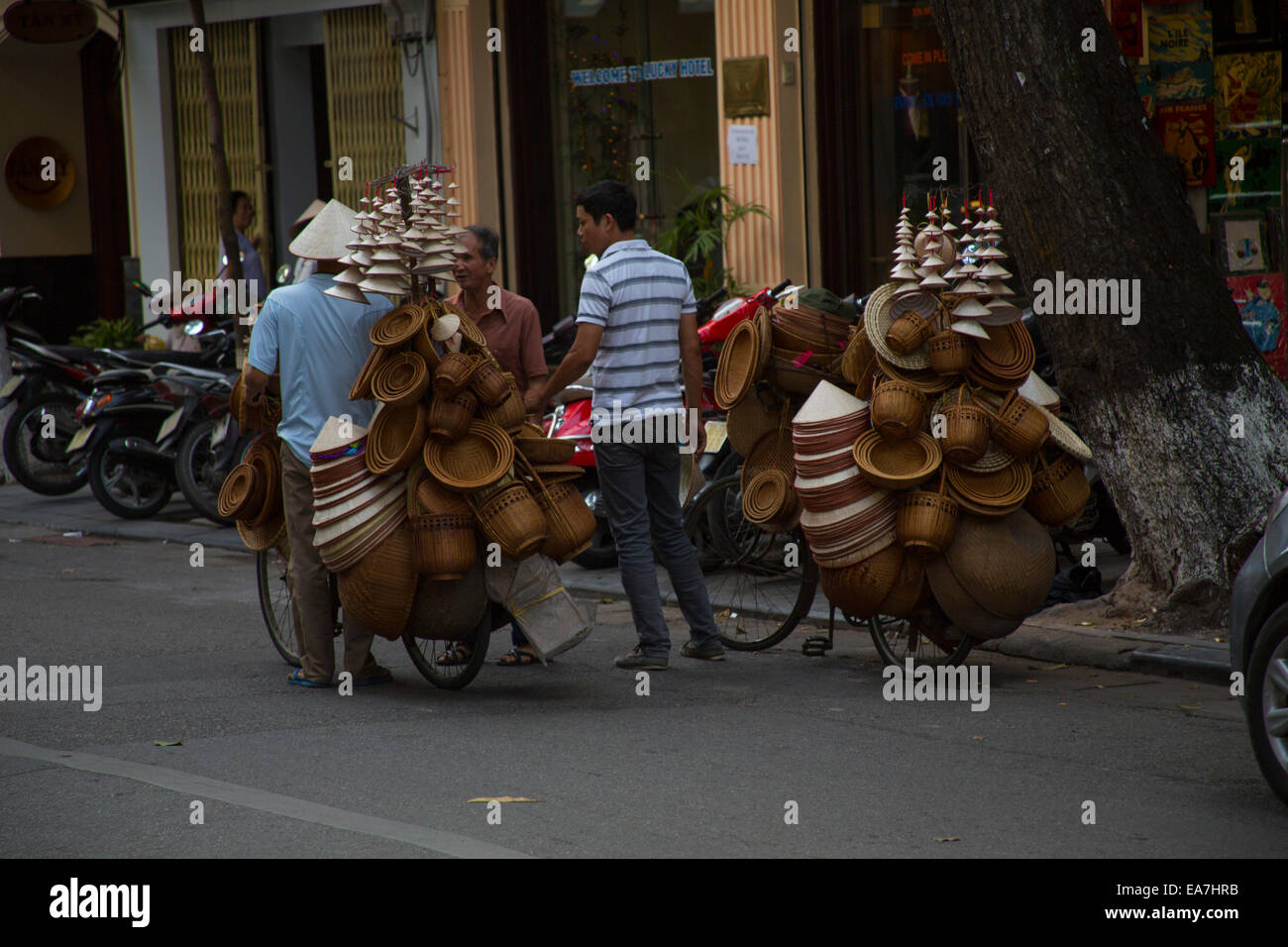 Street vendors sell their wares in Hanoi, Vietnam Stock Photo