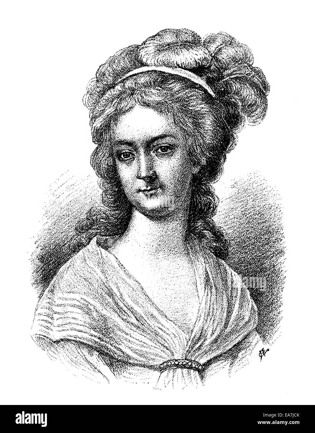 Anna Margaretha or Margarethe Schwan, 1766 - 1796, friend of Johann Christoph Friedrich von Schiller, Portait von Anna Margareth Stock Photo